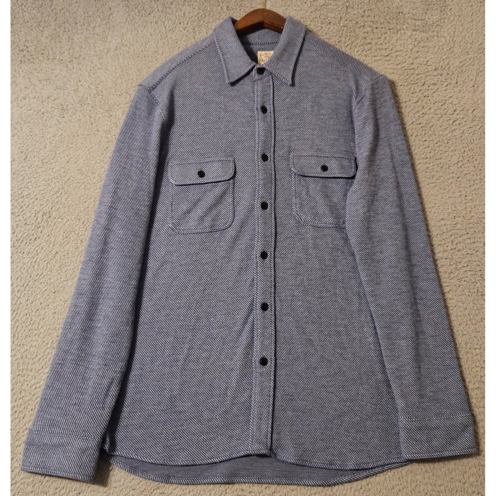 Faherty Legend Sweater L/S Shirt Mens Large Heathered Light Blue Twill Button